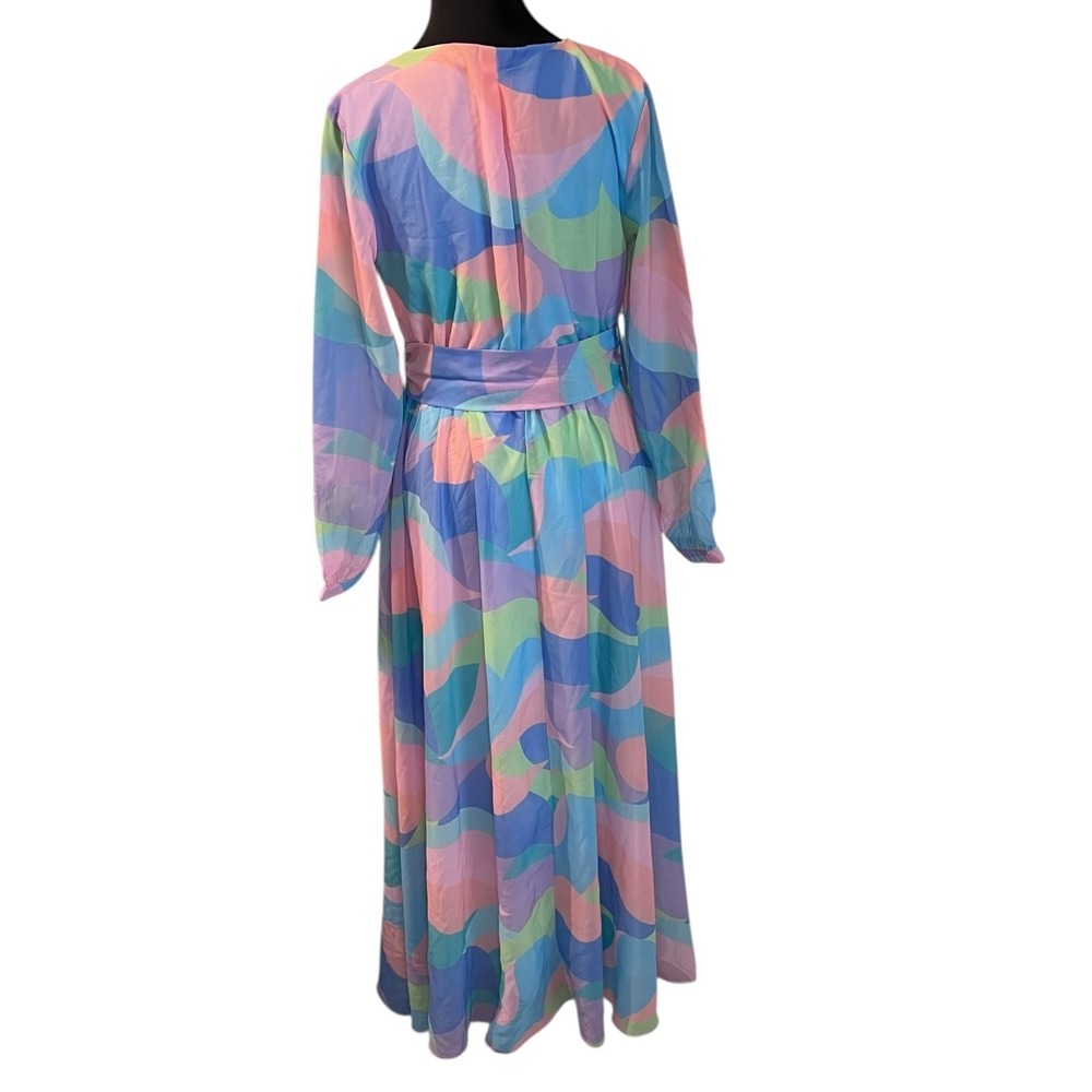 Studio‎ EY Pastel Wrap Maxi Dress S Boho Spring Tie Waist Resort Vacation - Picture 4 of 13